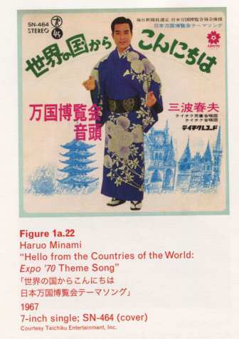 Caption left top: · Figure 1a.22 · Haruo Minami · “Hello from the Countries of the World: Expo ’70 Theme Song” · 196757ya · 7-inch single; SN-464 (cover)