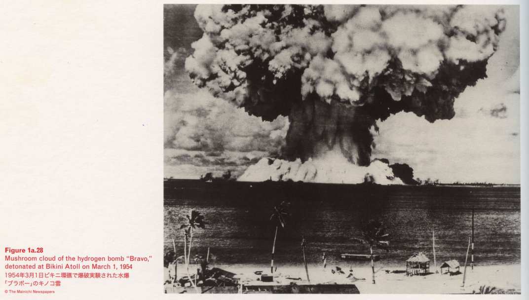 Caption bottom left: · Figure 1a.28 · Mushroom cloud of the hydrogen bomb “Bravo”, detonated at Bikini Atoll on March 1, 1954