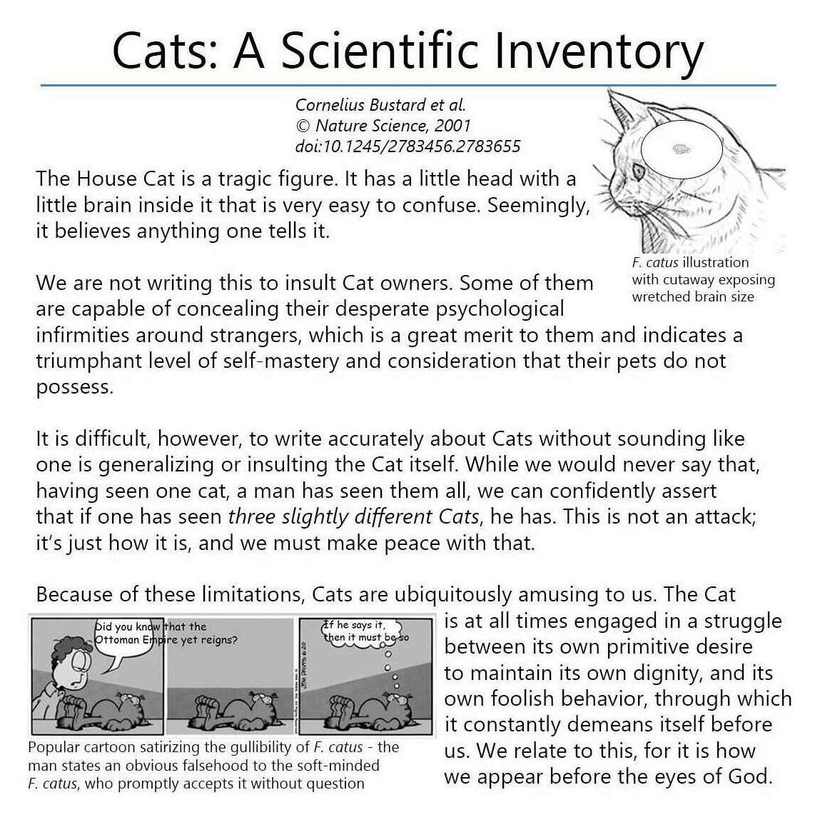 “Cats: A Scientific Inventory”