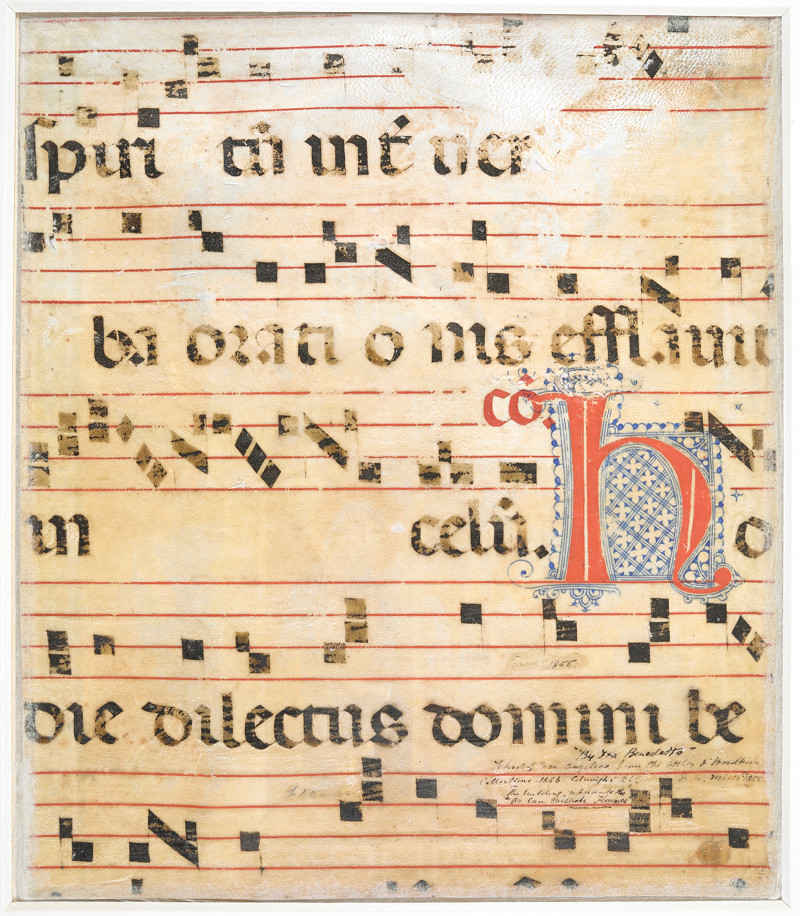 “Add MS 35254: the hymn Ave Maria Gratia Plena incorporating a large red initial with contrasting blue penwork.”, Freeman2014; from cuttings of a 1375649ya gradual choirbook, illustrated by Don Silvestro dei Gherarducci of the Camaldolese monastery of Santa Maria degli Angeli in Florence.