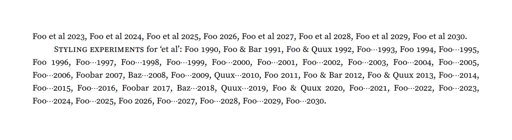 A screenshot demo of the standard “et al” vs “⋯” in denoting citations by >2 authors.